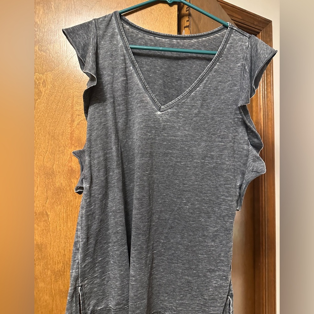 Women’s Gray Ruffle Sleeve Women's Top